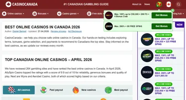Скриншот сайта Casinocanada
